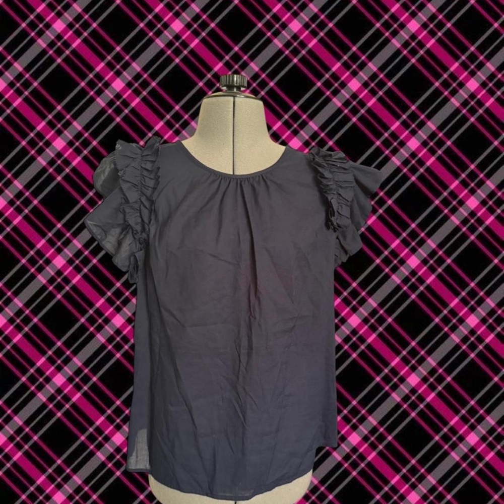 Calvin Klein Midnight Blue Ruffle Blouse